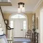 DLLT Industrial Semi Flush Mount Light Fixture, 3-Light Vintage Ceiling Light with Clear Seeded Glass Shade, Chandelier Lighting for Hallway, Kitchen, Dining Room, Entryway, Bedroom, E26 Base-Gold