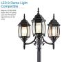 NOMA Outdoor Street Light | Waterproof Outdoor Lamp Post Light with Triple-Head Design for Backyard, Patio, Garden, Walkway or Décor | Black Light Pole with Clear Glass Panels, 3-Headed