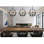 FERWVEW 14.2'' Farmhouse Rustic Black Globe Ceiling Hanging Lighting Foyer Chandelier Light Fixture,3-Light Modern Metal Pendant Lighting for Kitchen Island Hallway Living Dining Room Bedroom Entryway