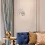 KRASTY Modern Luxury Globe Metal Chrome Silver Finished Hardwired Crystal Wall Sconce,Bedside Wall Lamp Lighting Fixture for Living Room Bedroom Bathroom