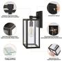 Dusk to Dawn Sensor Outdoor Wall Lights, Exterior Light Fixtures Wall Mount, Anti-Rust Porch Lights, Matte Black Wall Lanterns with Gold Rim, Wall Sconce Garage Lighting, Wall Lamp [Bulb Included]