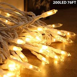 White Christmas Lights, 200 Counts Mini LED String Lights Indoor Outdoor Waterproof with Timer&8 Modes, 76FT Extendable Low Voltage Warm White Lights for Christmas Tree Wedding Party Room Decoration