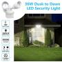 CINOTON LED Flood Light Motion Sensor Light Outdoor, Adjustable Dual-Head Dusk to Dawn Security Light, IP65 Waterproof, 3000 Lumens, 5000K, Upgrade Double Motion Sensor, 36W[250W Equivalent]