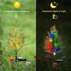 Solar Christmas Decorations Lights Set of 2, IP65 Waterproof Solar Christmas Tree Lights, LED Solar Christmas Pathway Lights Outdoor, Solar Garden Stake Lights for Yard, Patio, Courtyard, Lawn (2PCS)