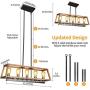 LEDMO 60W Kitchen Island Lighting Farmhouse Chandelier, Wooden Metal Industrial Dining Room Chandelier, Five dimmable E26 Bulbs