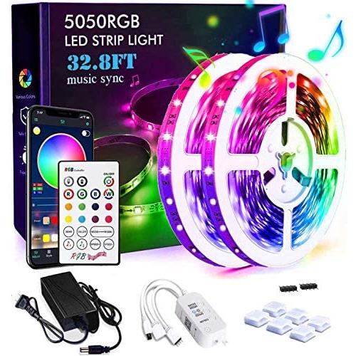 32.8ft Led Strip Lights, Led Lights Strip Music Sync Color Changing Led Strip Lights App Control and Remote Led Lights for Bedroom Party Home Decoration