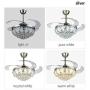 TFCFL Chandelier Ceiling Fans 42'' Luxury Retractable and Remote Control Crystal Ceiling Fan Light Kit Dimmable 3 Speeds Lighting Fixture Silent for Dining Bedroom Living Kitchen Office (Silver)