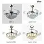 TFCFL Chandelier Ceiling Fans 42'' Luxury Retractable and Remote Control Crystal Ceiling Fan Light Kit Dimmable 3 Speeds Lighting Fixture Silent for Dining Bedroom Living Kitchen Office (Silver)