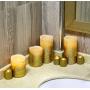 Furora LIGHTING LED Flameless Candles with Remote Control, Set of 8, Real Wax Battery Operated Pillars and Votives LED Candles with Flickering Flame and Timer Featured - Gold Glittery
