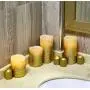 Furora LIGHTING LED Flameless Candles with Remote Control, Set of 8, Real Wax Battery Operated Pillars and Votives LED Candles with Flickering Flame and Timer Featured - Gold Glittery