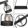 OYIPRO Industrial Kitchen Island Light, 5 Lights Pendant Light Metal Wire Cage Hanging Lamp Rustic Ceiling Light Fixture E26 Socket