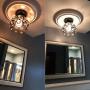 Semi Flush Mount Ceiling Light Fixture, Antique Black Metal Crystal Chandelier Lamp, Indoor Lighting for Bathroom Fixture Foyer Ceiling Fixture Hallway Lighting Fixture