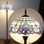 Tiffany Style Floor Lamp W16H64 Inch Tall White Blue Stained Glass Baroque Shade 2E26 Standing Reading Lighting Antique Base S003B WERFACTORY Lamps Lover Gift Bedroom Coffee Bedside Table Living Room