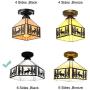 KWOKING Lighting Vintage Elk Pattern Ceiling Lighting Fixtures Tiffany Stained Glass Style Flush Mount Ceiling Light for Living Room, Hallway, Kitchen, Dining Room in Black 11 inches