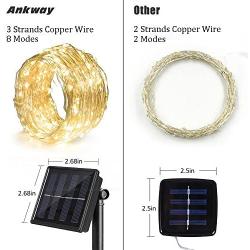 Ankway Solar String Lights Upgraded 100LED 4 Pack Solar Fairy Lights IP65 Waterproof 72ft Copper Wire Lights for Outdoor Home Bedroom Window Decor, Warm White