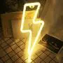 Lightning Bolt Neon Sign for Wall Decor,USB or Battery Decor LED Signs,Neon Lights for Bedroom,Light Up Signs Decorative Neon Light Sign for Home,Christmas,Party,Kids Living Room(Warm White)