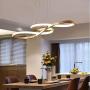 LAKIQ Modern Dimmable LED Hanging Chandelier Pendant Light Fixture Remote Control Dining Room LED Island Lighting for Living Room Bedroom(Gold, 37.4’’, Stepless Dimming)