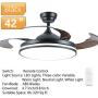 YEELED Light 42'' Invisible Reversible Ceiling Fans with Remote Control 3 Light/6 Fan Speeds Ceiling Fan Chandelier for Living Room Bedroom Dining Room Fan Light (Black-01)