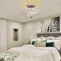 SUNLIHOUSE Elegant 2 Light Bowl Shaped Chrome Finish Metal Crystal Chandelier,Flush Mount Ceiling Light Fixture for Bedroom Living Room