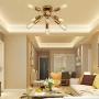 SGLfarmty Close to Ceiling Sputnik Chandelier Semi Flush Mount Mid-Century Light Fixtures Brushed Brass Lighting Ceiling Lamp for Bathroom Bedroom Dining Room Ceiling