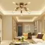 SGLfarmty Close to Ceiling Sputnik Chandelier Semi Flush Mount Mid-Century Light Fixtures Brushed Brass Lighting Ceiling Lamp for Bathroom Bedroom Dining Room Ceiling