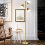 Tangkula 3-Light Floor Lamp, 64” Mid Century Modern 3 Light Tree, Standing Tall Pole Lamp with 3 LED Bulbs and Adjustable Heads, Reading Light for Living Room & Bedroom, 360 Lighting (Antique Brass)
