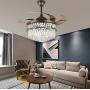 Sky Demons 42’’ Modern Crystal Fandelier LED Chandelier with Remote Invisible Retractable Blades Ceiling Fans Light 3 color Temperature Fan Light Fixture for Dining Room,Living Room,Kitchen
