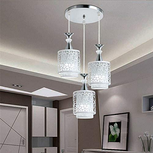 DNYSYSJ Pendant Lights 3 Lights Modern Petal LED Hanging Flower Hollow-Out Pendant Lamp Premium Bubble Glass Chandelier Fixture for Dining Room Bedroom Kitchen Decor (Round)