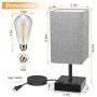 Touch Control Table Lamp, SOLMORE 3 Way Dimmable Bedside Table Lamp, with AC Outlet & 2 Charging USB Ports Fabric Shade Modern Lamp for Bedroom Office Living Room,60W Equivalent LED Bulb Included