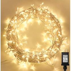 300 LED Indoor String Lights with Remote and Timer on 108ft Clear Fairy Lights for Bedroom, Christmas Decoration (8 Modes, Dimmable, Low Voltage Plug, Warm White)