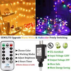 SEMILITS LED Globe String Lights 45Ft 100 LED Plug in String Light with Remote Outdoor Fairy Lights for Christmas Indoor Bedroom Decor(Upgrade Warm White & Multicolor Free Switching)