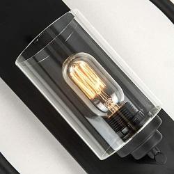 Maxax Wall Sconce Set of 2 Home Lighting Wall Light Lamp with Clear Glass Shade for Dining Room,Bedroom Bedside, Living Room, Hallway, Black Finish