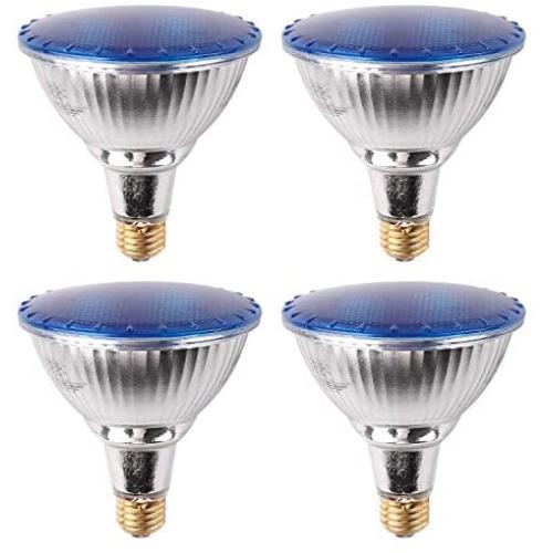 7Pandas Indoor/Outdoor 14W LED PAR38 W/Blue Light, Waterproof Flood Light Bulb, Glass Body, 90W Halogen Equivalent, 1200 LM, ETL Listed, Pack of 4