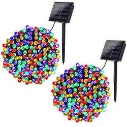 Joomer 2 Pack Solar Christmas Lights 72ft 200 LED 8 Modes Solar String Lights Waterproof Solar Fairy Lights for Garden, Patio, Fence, Balcony, Outdoors (Multi-Color)