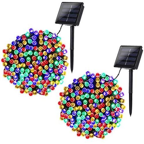 Joomer 2 Pack Solar Christmas Lights 72ft 200 LED 8 Modes Solar String Lights Waterproof Solar Fairy Lights for Garden, Patio, Fence, Balcony, Outdoors (Multi-Color)
