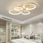 TFCFL Modern LED Ceiling Light, 4 Rings Flush Mount Chandelier Lamp Stepless Dimming 3-Color 2835 SMD Acrylic Pendant Light with Remote Control for Living Room Bedroom Dining Room (White)