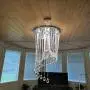 Munsinn Crystal Chandelier Modern K9 Crystal Spiral Raindrop Chandelier 7-Lights Flush Mount LED Ceiling Light Fixture Pendant Lamp for Dining Room Bathroom Bedroom Livingroom