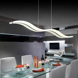 LightInTheBox Smart WiFi LED Pendant Light Wave Shape Chandeliers Modern Island Dining Room Lighting Fixture with Max 40W Chrome Finish Smartphone Control Compatible with Amazon Alexa and Google Home