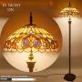 Tiffany Style Floor Standing Lamp W16H64 Inch Tall Stained Glass Serenity Victorian Lampshade 2E26 Antique Reading Light Resin Base S021 WERFACTORY Lamps Bedroom Living Room Bedside Table Lover Gifts