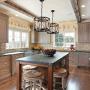 Eumyviv Wood Farmhouse Rustic Chandelier with Crack Finish Glass Shade, 3 Lights Vintage Industrial Hanging Light for Dinning Room, C0030
