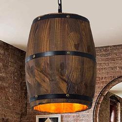 BoTaiDaHong Bar Cafe Lights Wood Wine Barrel Hanging Fixture Ceiling Pendant Lamp Lighting for Island Kitchen,Dining Room,Bedroom,Cafe,Bar,Club