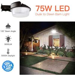 SAATLY LED Barn Light 75W, 5000K Daylight Security Area Light Dusk to Dawn LED Outdoor Lighting, 9000LM Yard Light,Ultra-Brightness Street Flood Light IP 65 Waterproof, ETL/DLC Listed