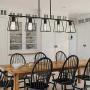 MELUCEE 5-Light Kitchen Island Lighting Farmhouse Dining Room Lighting Fixtures Hanging Black Finish with Metal Open Cage, Linear Chandeliers Industrial Pool Table Light