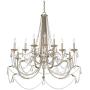 Strand Silver Leaf Large Chandelier 46'' Wide Beaded Crystal Candle 12-Light Fixture for Dining Room House Foyer Kitchen Island Entryway Bedroom Living Room - Regency Hill