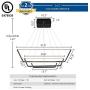 ROYAL PEARL Modern LED Pendant Light 3-Ring Chandeliers Fixture Dimmable Ceiling Lights Lamp,Warm White