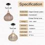 Bamboo Lantern Pendant Lamp, Retro Japanese Style E27 Chandelier Hanging Light Ceiling Lighting Fixture for Living Room Bedroom Restaurant Cafe Teahouse Bar Dining Room Club