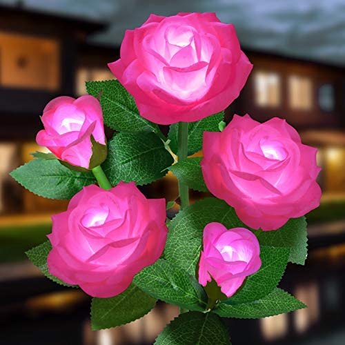 Solar Garden Lights Outdoor - Upgraded Realistic LED Solar Powered Rose Lights Flower Stake, Waterproof Solar Decorative Lights for Patio Pathway Courtyard Garden Lawn (Pink) Solar Garden Lights Outdoor - Upgraded Realistic LED Solar Powered Rose Lights Flower Stake, Waterproof Solar Decorative Lights for Patio Pathway Courtyard Garden Lawn (Pink)
