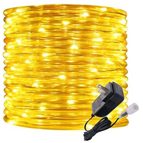 Rope Lights Outdoor, 16ft Amber LED Mini Light Strip Lights, Connectable and Waterproof 12v, Flexible with with Plug for Tube Light, for Home Garden Camping Party Pario Indoors Use