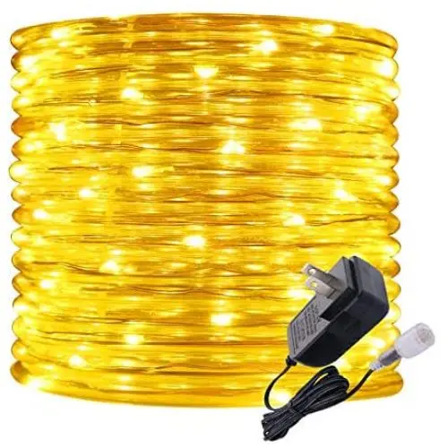 Rope Lights Outdoor, 16ft Amber LED Mini Light Strip Lights, Connectable and Waterproof 12v, Flexible with with Plug for Tube Light, for Home Garden Camping Party Pario Indoors Use