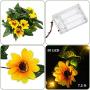 Mudder 2 Pieces Artificial Sunflower String Lights 60 LED 14.4 ft Sunflower Home Decoration Sunflower Battery Operated String Fairy Lights for Indoor Bedroom Wedding Home Garden Decor, Warm White